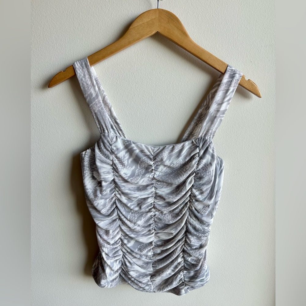 NWT - Willow & Root - Ruched Mesh Cropped Tank Top - SZ Large